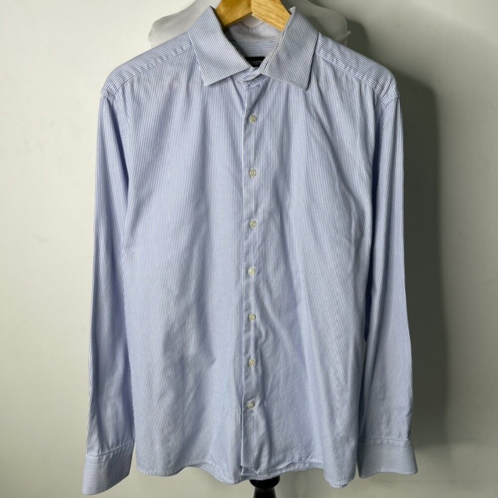 Hackett Men's Blue Striped Long Sleeve Button Down Shirt Size 17